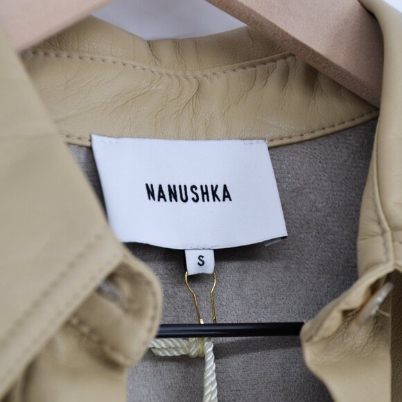 NEW Nanushka Elpi Vegan Leather Quilt Shirt Point Collar Western in Wax Yellow S - Picture 3 of 11